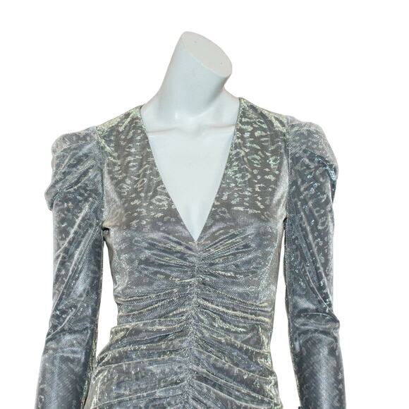 New Jonathan Simkhai Metallic Leopard Mini Dress Silver Size 2 $417 - Picture 9 of 11